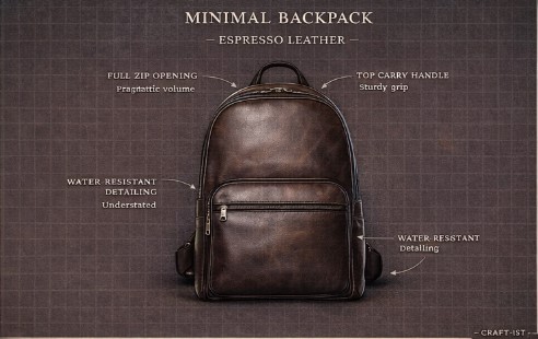 Minimal Backpack — Espresso Leather