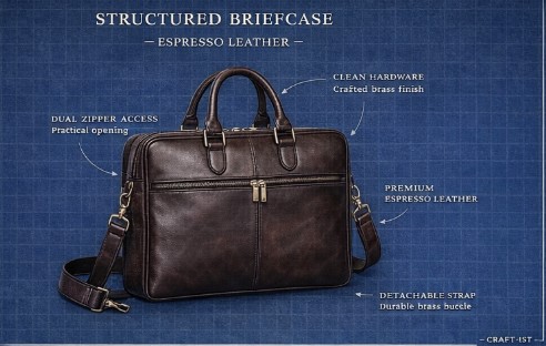 Structured Briefcase — Espresso Leather